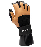 Перчатки для фитнеса с фиксатором мужские кожа коричневые Q11  NMC-1020 (L)