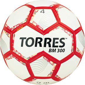 Мяч футб. "TORRES BM300" F320744 р.4, 28п. TRU, 2подк.слоя, маш.сш. бело-серебр.-крас. 