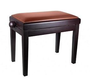 Банкетка регулируемая HY-PJ018A-SATIN-RW,ножки палисандр, обивка корич. козам  купить в Шахтах, выгодная цена на банкетка регулируемая hy-pj018a-satin-rw,ножки палисандр, обивка корич. козам  в интернет-магазине "Медведь"