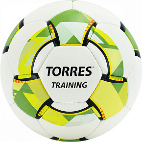 Мяч футб. "TORRES Training" F320055 р.5 32пан. PU 4подк.слоя ручн.сш. бел-зел-сер 