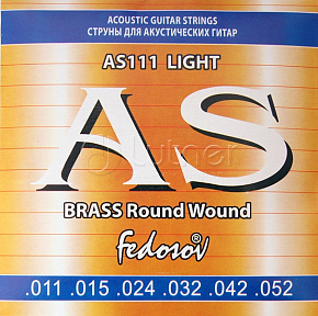 Комплект струн AS111 Brass Round Wound для акустической гитары, латунь, 11-52 