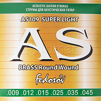 Комплект струн AS109 Brass Round Wound для акустической гитары, латунь, 09-45