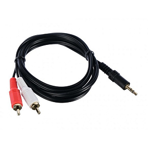 Кабель AUX 3.5мм-2хRCA 00-00027488, 1,5м ПВХ, черный в пакете 