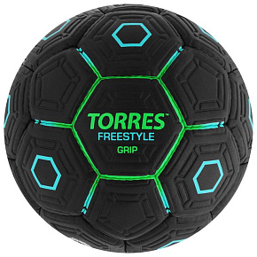 Мяч футб. "TORRES  Freestyle Grip" F320765 р.5 32п. PU ручная сш. чёрно-зелёный 