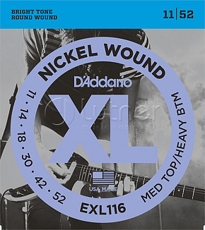 Струны для электрогитары EXL116 XL Nickel Wound, Medium Top/Heavy Bottom 11-52 