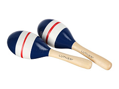 Деревянные маракасы M8-2 на ручке, разноцветный рисунок, размер 5,6х19см