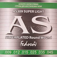 Комплект струн AS309 Silverplated Round Wound для акустической гитары, 09-45