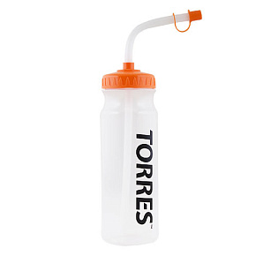Бутылка для воды "TORRES"  арт.SS1029, 750мл. с трубкой. оранж.крышка 