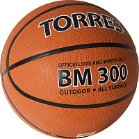 Мяч баск."TORRES ВМ300" В02017 р.7  резина нейлон  корд бут.камера, темноаранж- чёрн. 