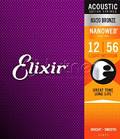 Комплект струн для акустической гитары 11077 NANOWEB Light-Medium . 80/20, 12-56